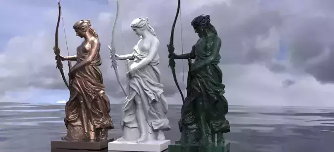 Female Greek Goddess archer statue 