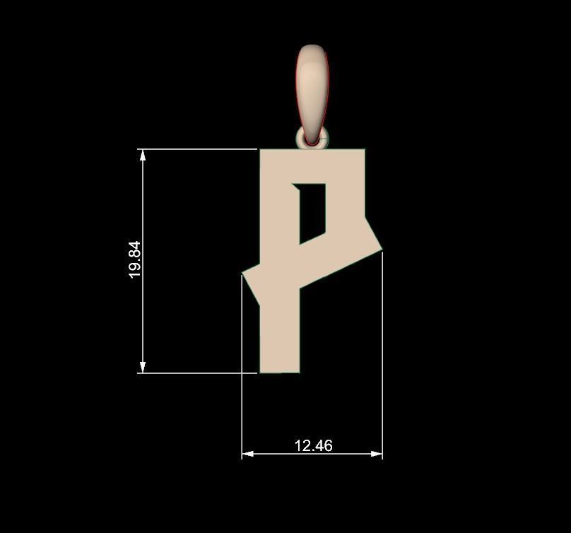 Initial Letters Pendant Monshter P 3D print model_4