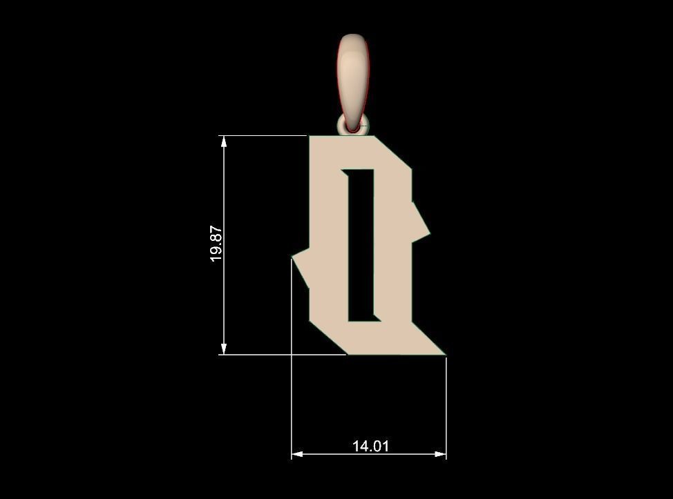 Initial Letters Pendant Monshter Q 3D print model_4