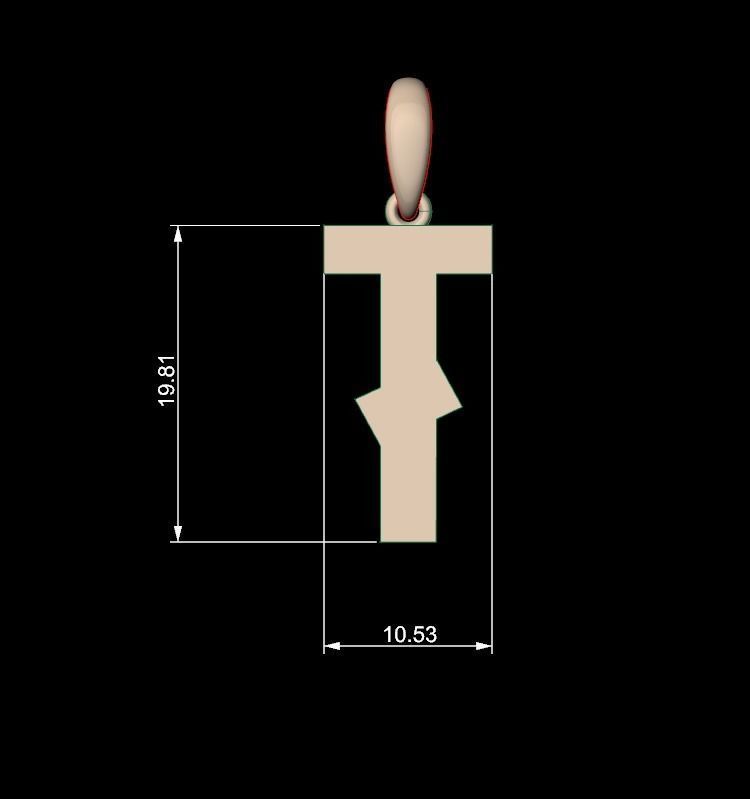 Initial Letters Pendant Monshter T 3D print model_4