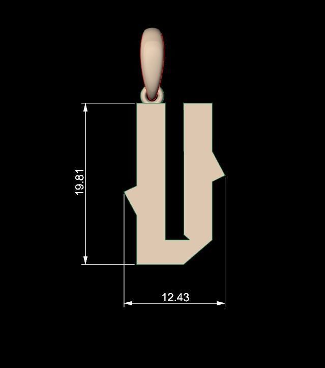 Initial Letters Pendant Monshter U 3D print model_4