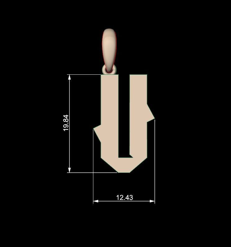 Initial Letters Pendant Monshter V 3D print model_4