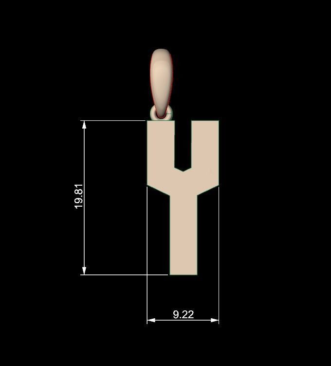 Initial Letters Pendant Monshter Y 3D print model_5