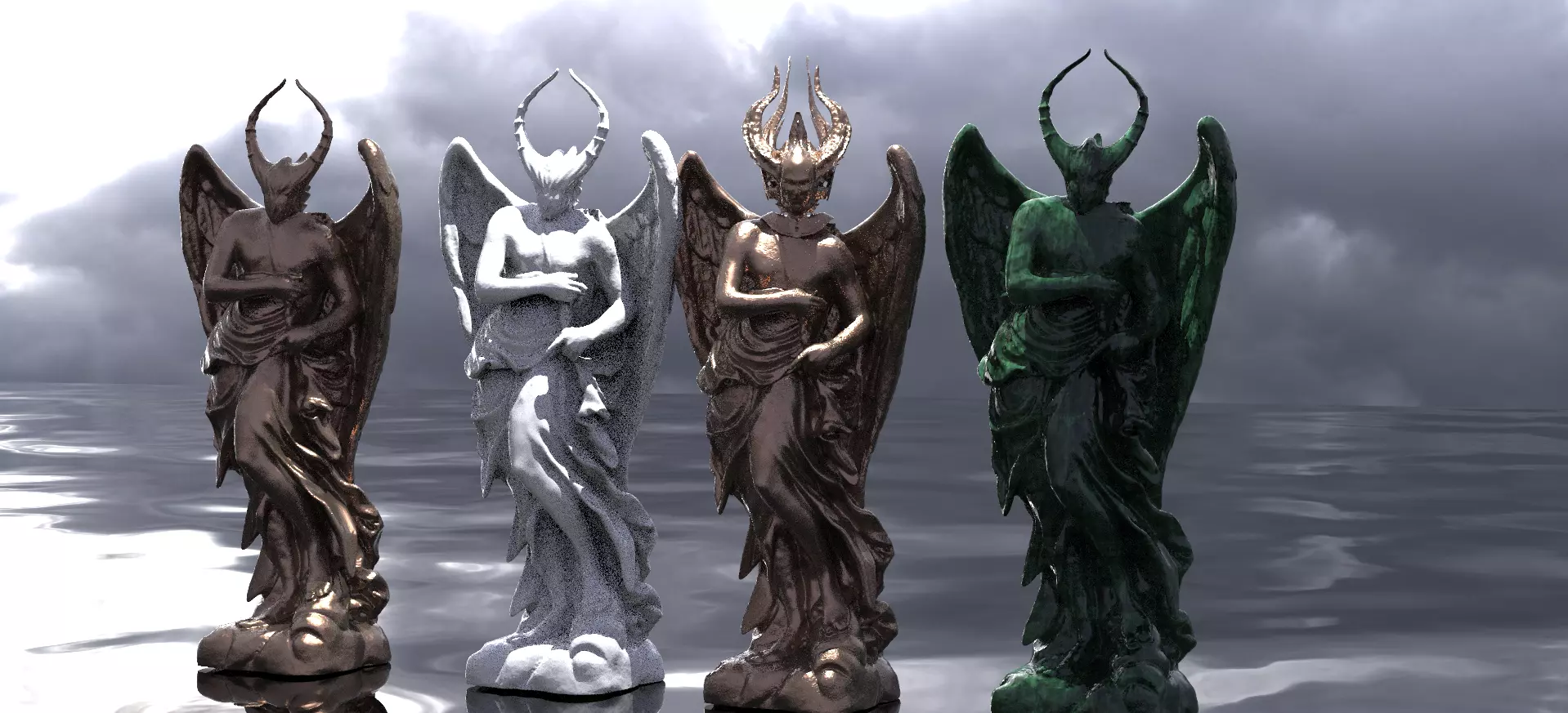 Fallen angel classical inspired 2 helmet designs 3D model_0