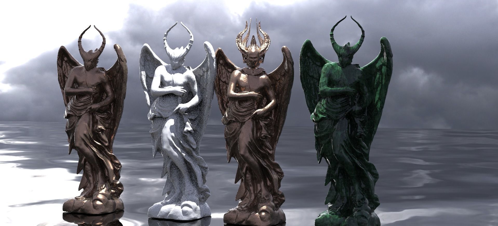 Fallen angel classical inspired 2 helmet designs 3D model_1