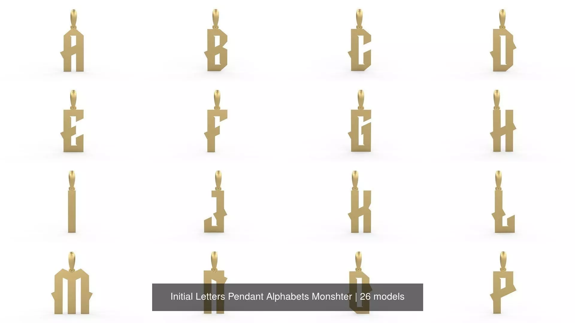 Initial Letters Pendant Alphabets Monshter 3D Model Collection_0