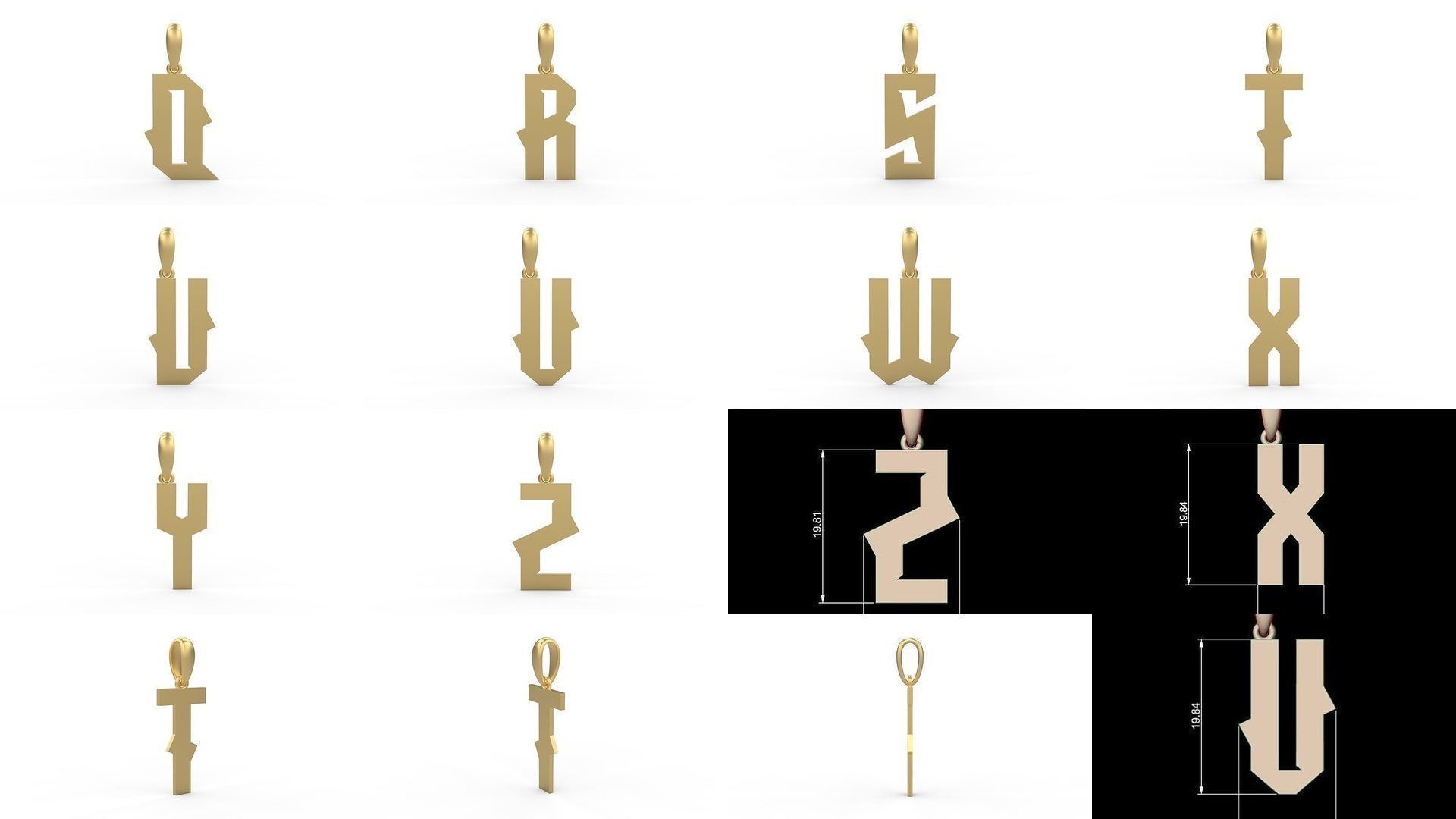 Initial Letters Pendant Alphabets Monshter 3D Model Collection_1
