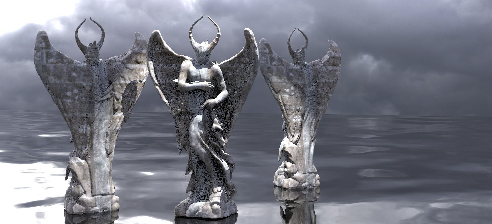 Fallen angel classical inspired wings wider 3D model_1