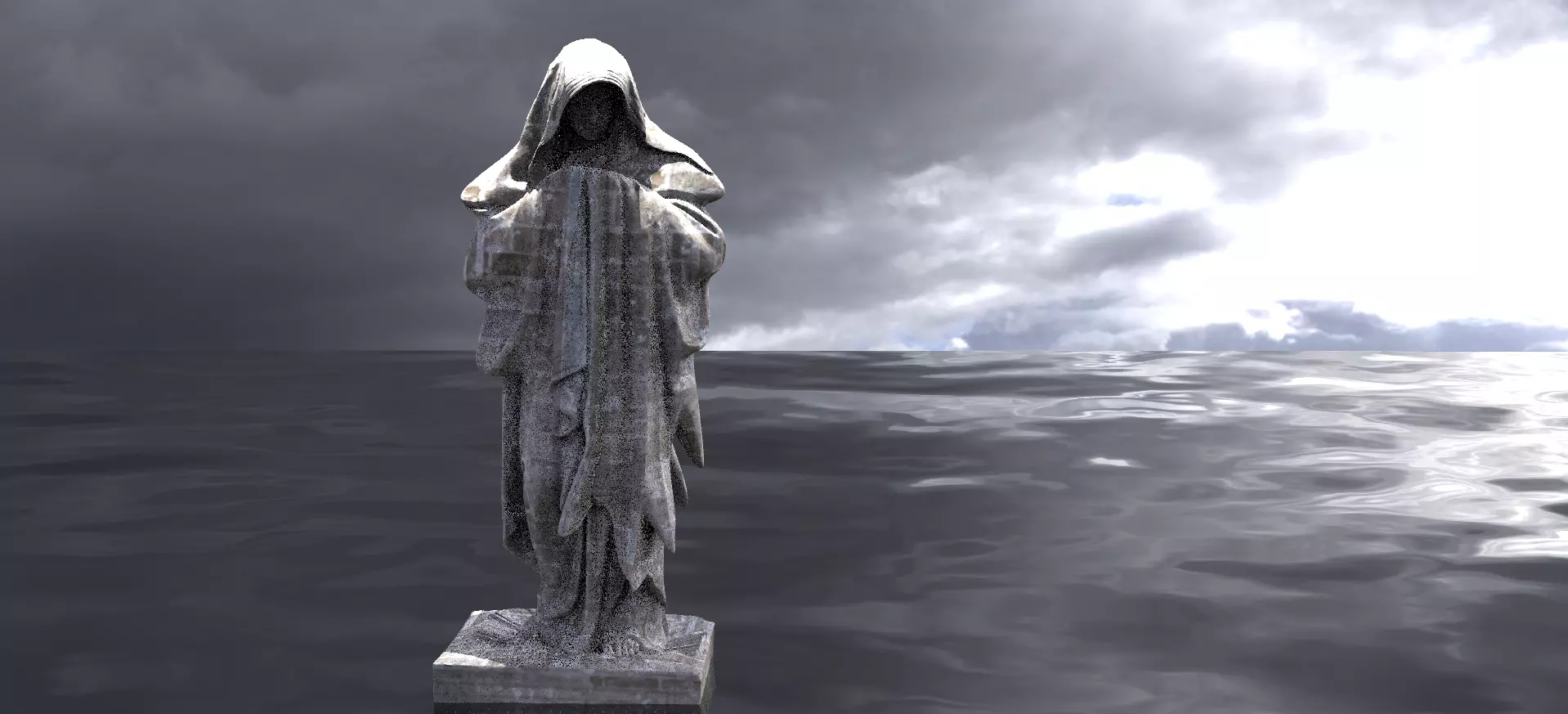 Mary Statue praying 3D model_0