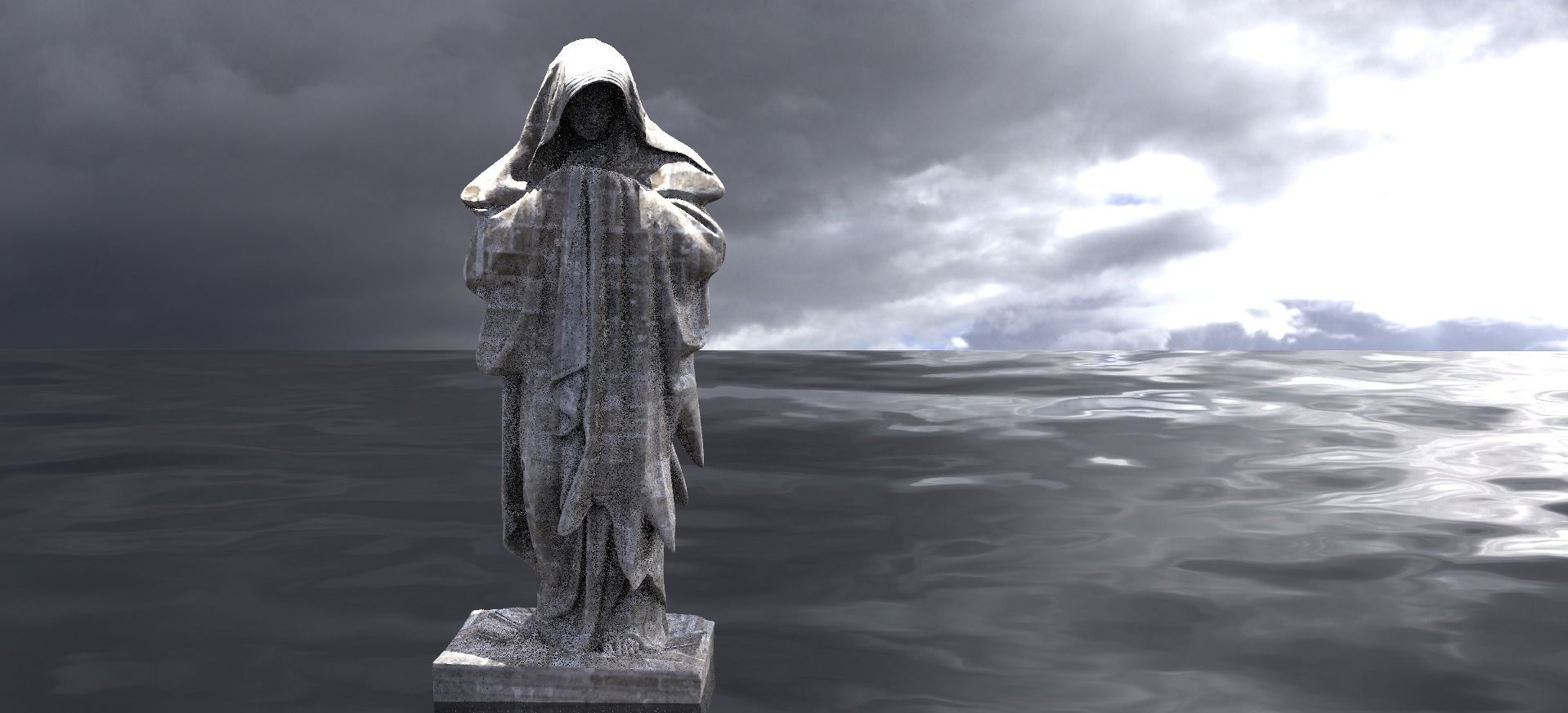 Mary Statue praying 3D model_1