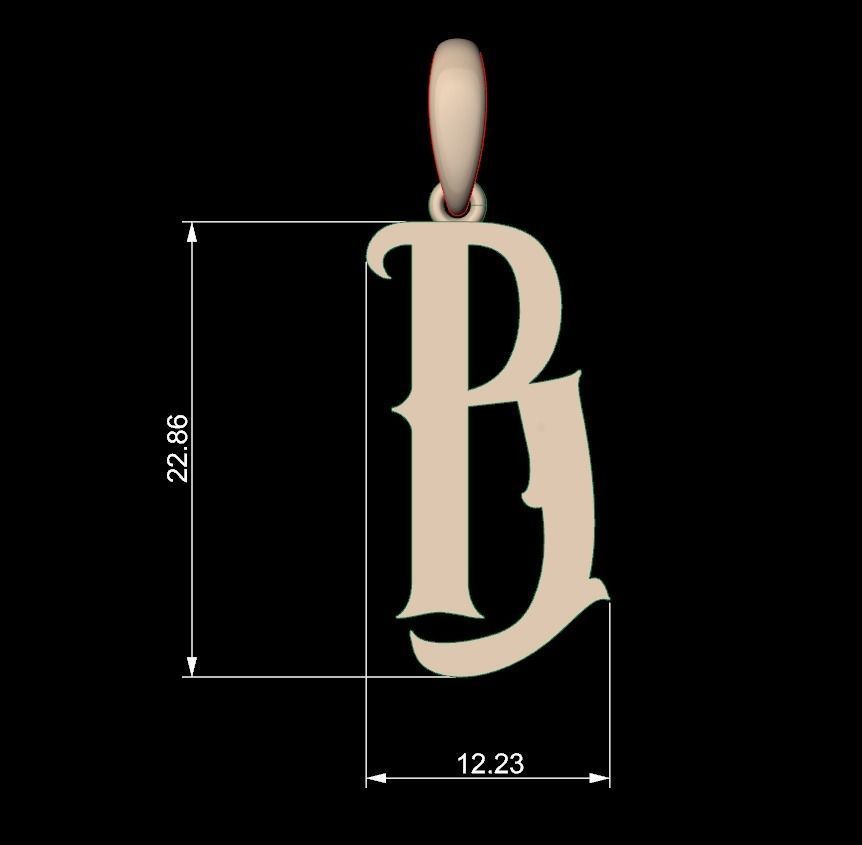 Initial Letters Pendant Morgana B 3D print model_4