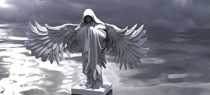 Winged Mary Statue praying 3D model