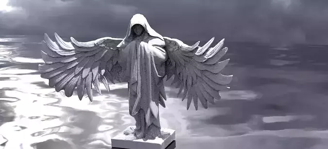 Winged Mary Statue praying 3D model