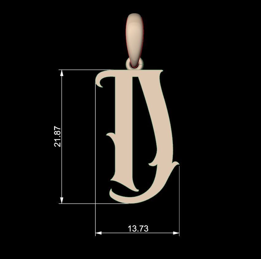 Initial Letters Pendant Morgana D 3D print model_4