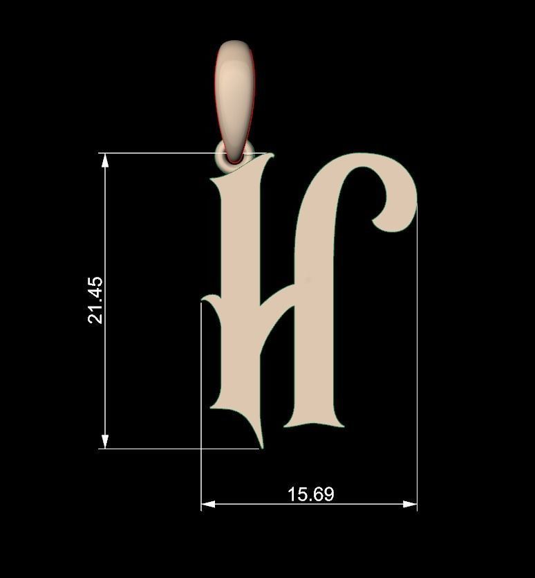 Initial Letters Pendant Morgana H 3D print model_4