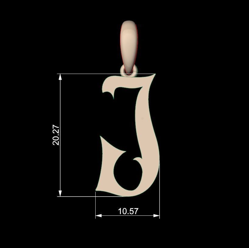Initial Letters Pendant Morgana J 3D print model_4