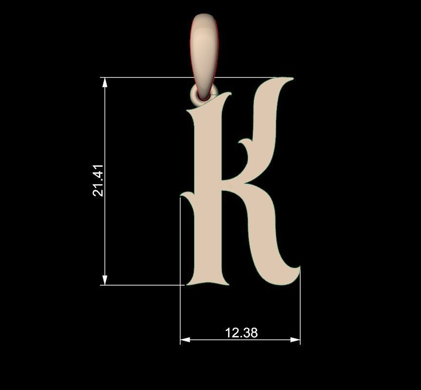 Initial Letters Pendant Morgana K 3D print model_4