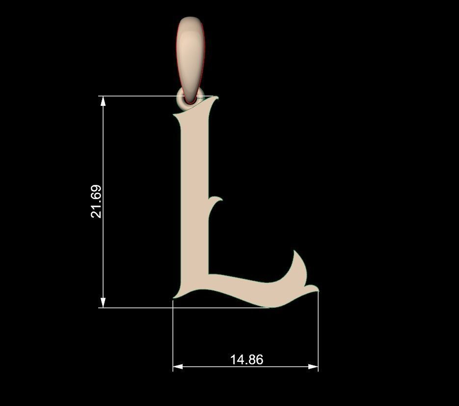 Initial Letters Pendant Morgana L 3D print model_4