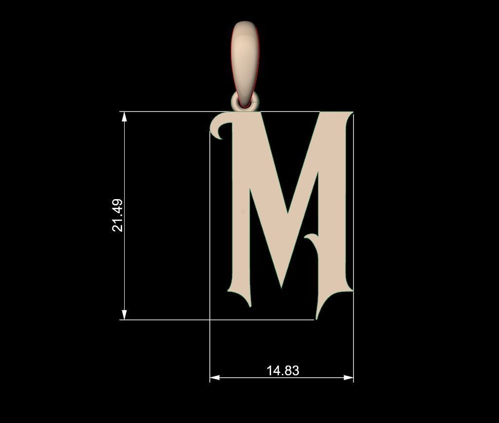 Initial Letters Pendant Morgana M 3D print model_4