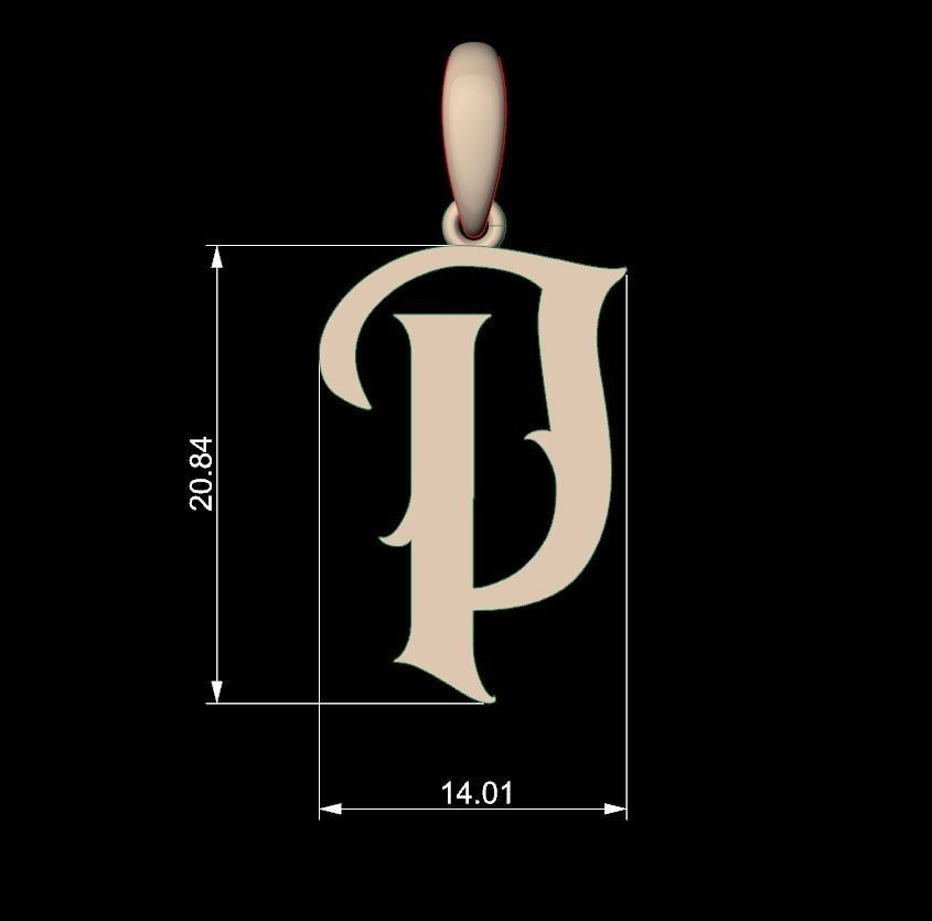Initial Letters Pendant Morgana P 3D print model_4