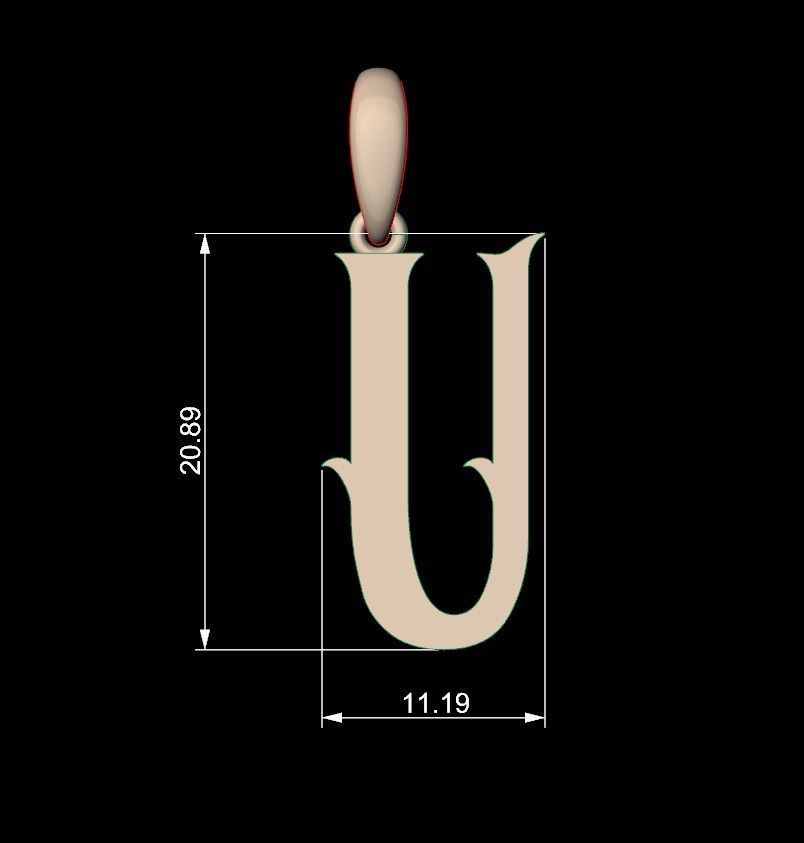 Initial Letters Pendant Morgana U 3D print model_4