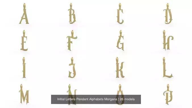 Initial Letters Pendant Alphabets Morgana 3D Model Collection