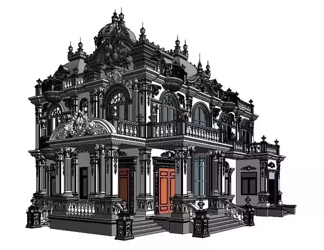 neoclassical castle revit model Low-poly 3D model