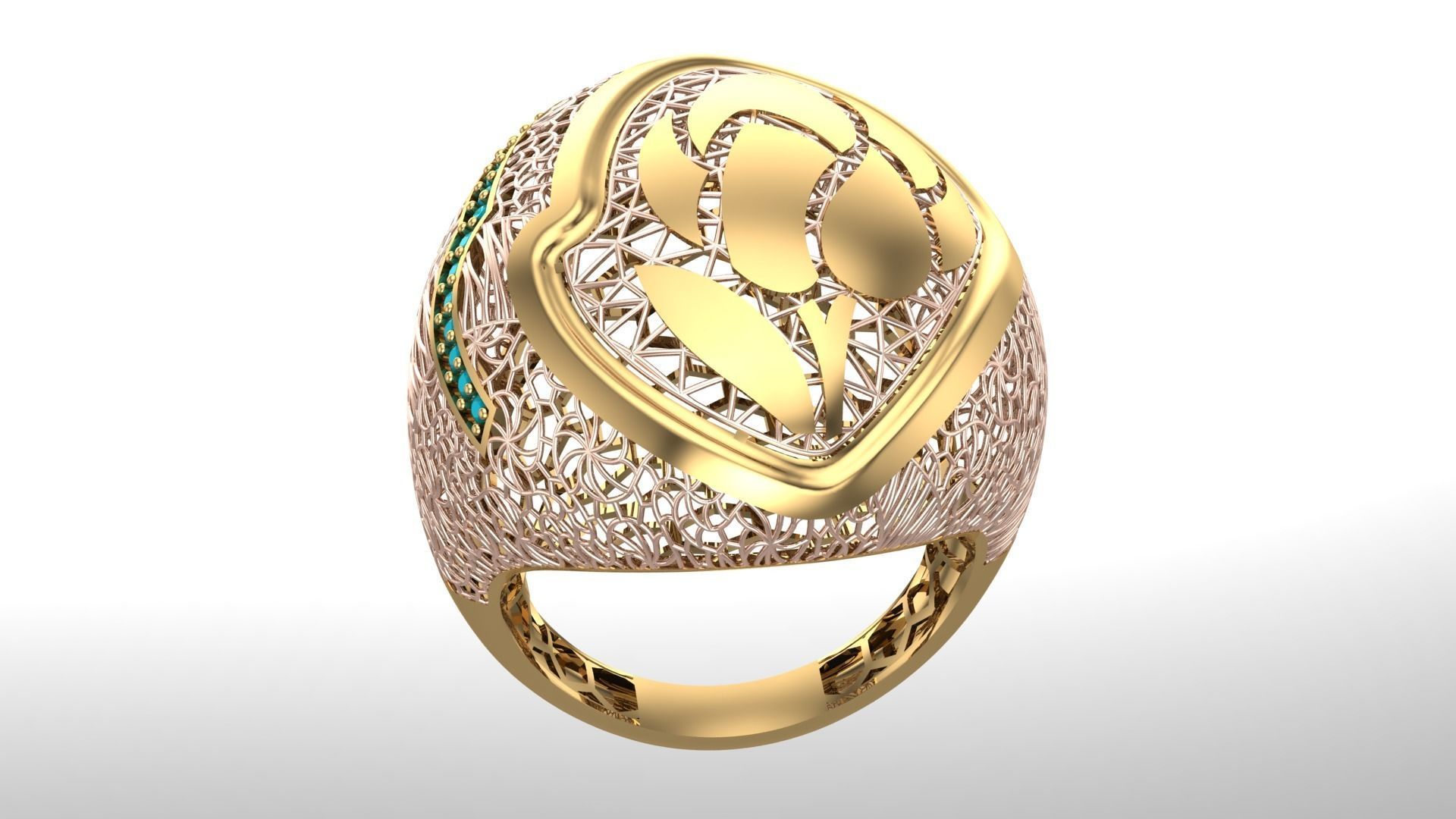 SINGLE ROW STONE RING COLLECTION - R01 3D print model_17