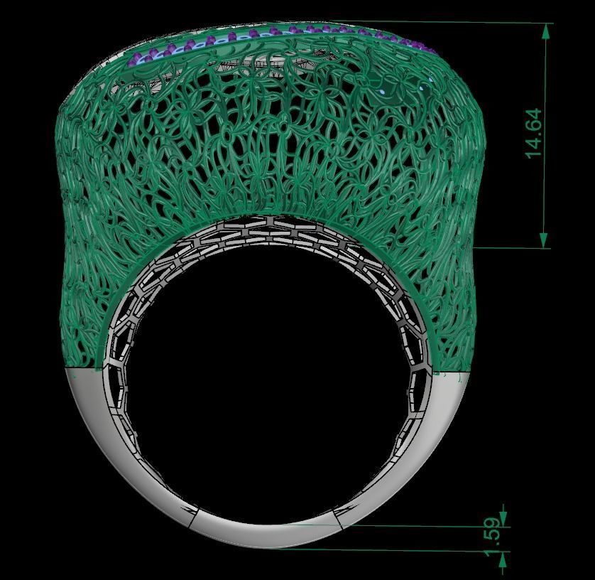 SINGLE ROW STONE RING COLLECTION -R02- 3D print model_10