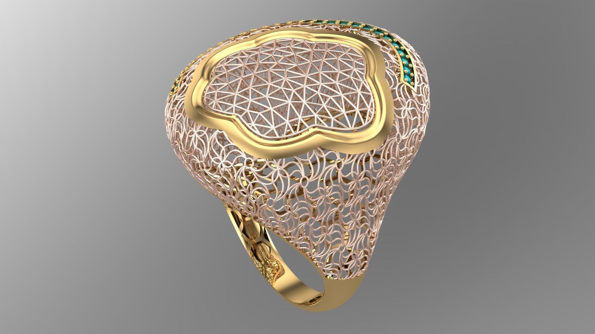 SINGLE ROW STONE RING COLLECTION -R02- 3D print model_14