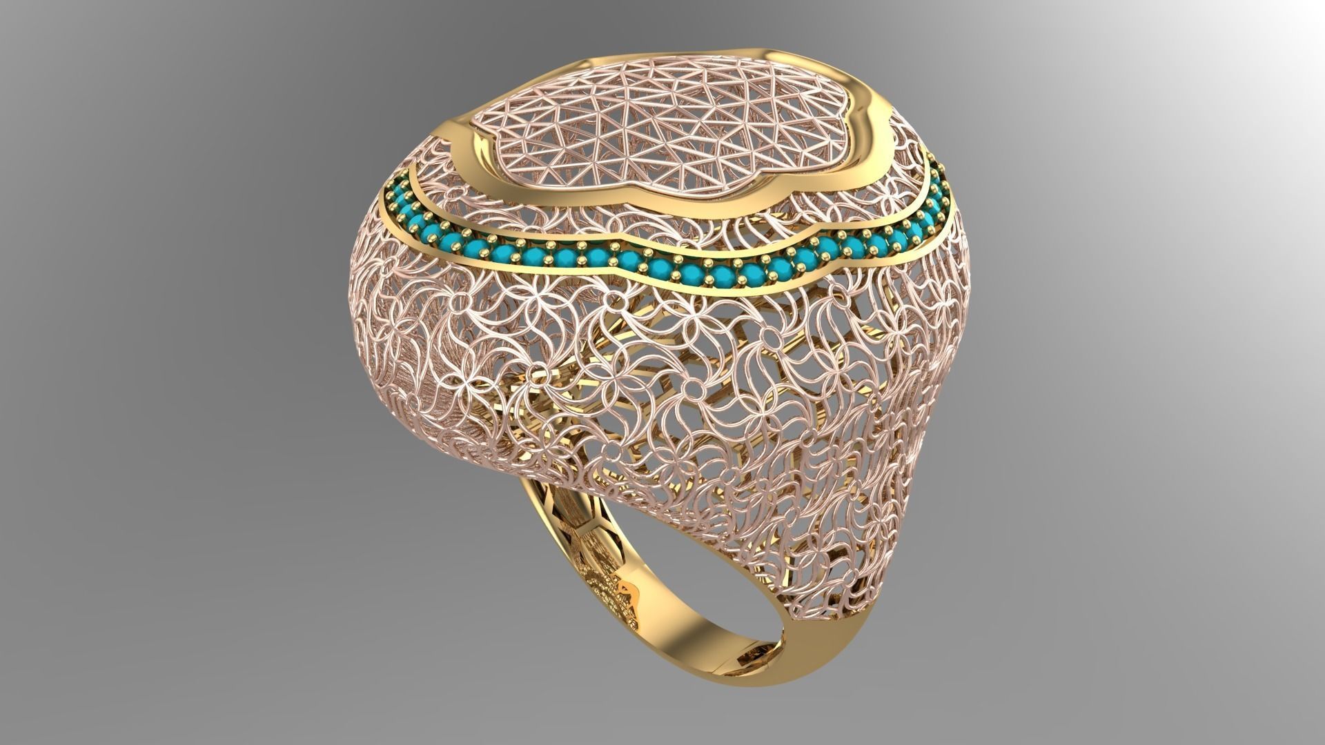 SINGLE ROW STONE RING COLLECTION -R02- 3D print model_6