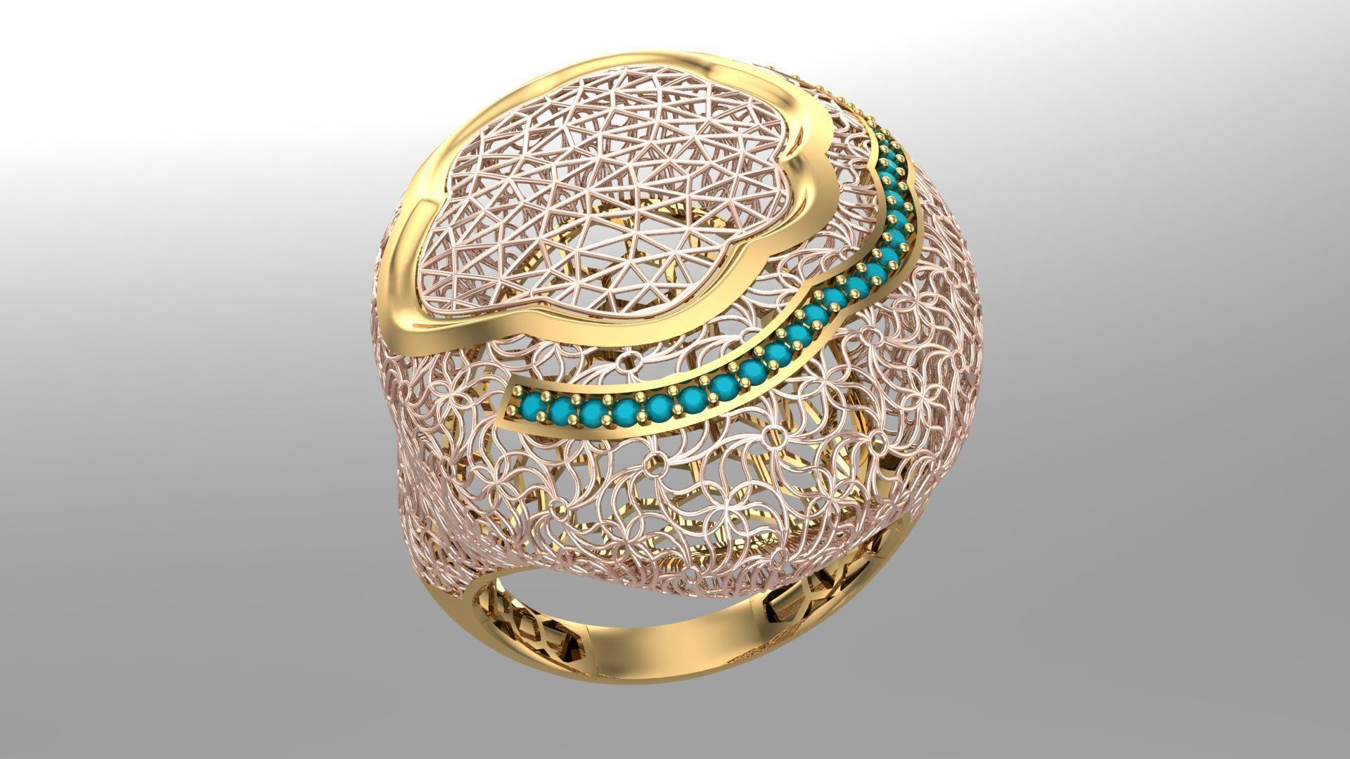 SINGLE ROW STONE RING COLLECTION -R02- 3D print model_15