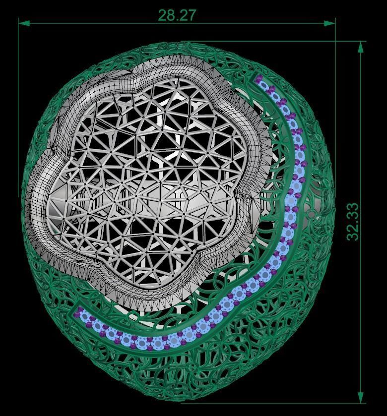 SINGLE ROW STONE RING COLLECTION -R02- 3D print model_9