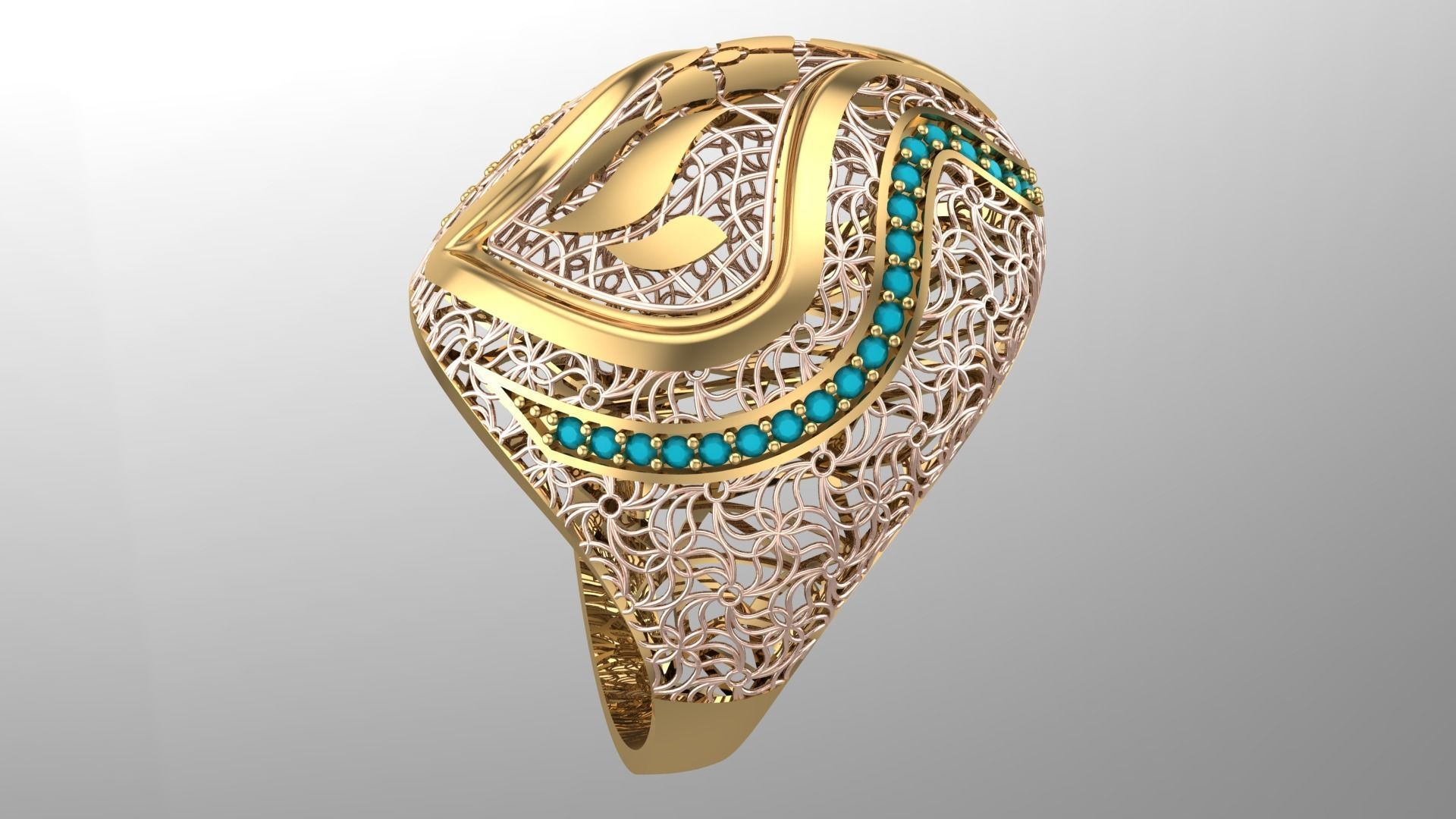 SINGLE ROW STONE RING COLLECTION -R08- 3D print model_9