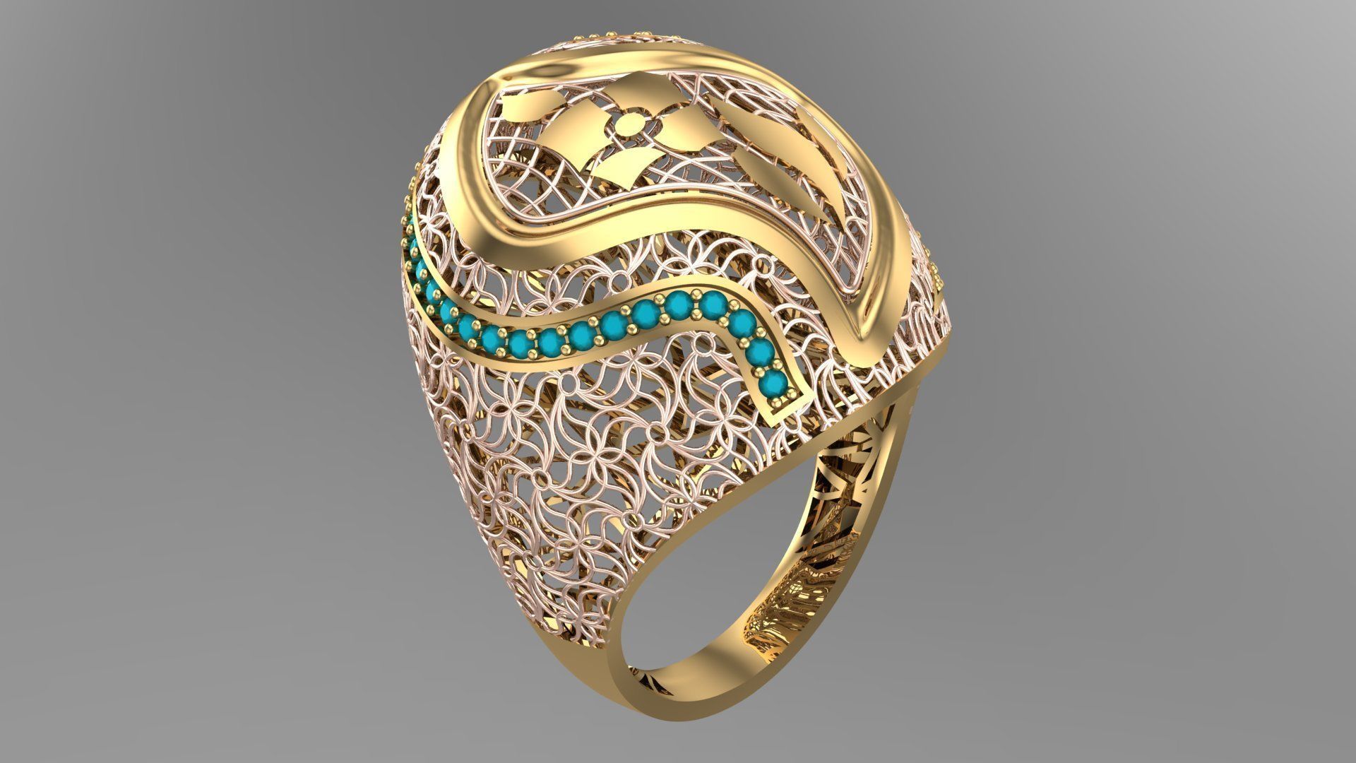 SINGLE ROW STONE RING COLLECTION -R08- 3D print model_8