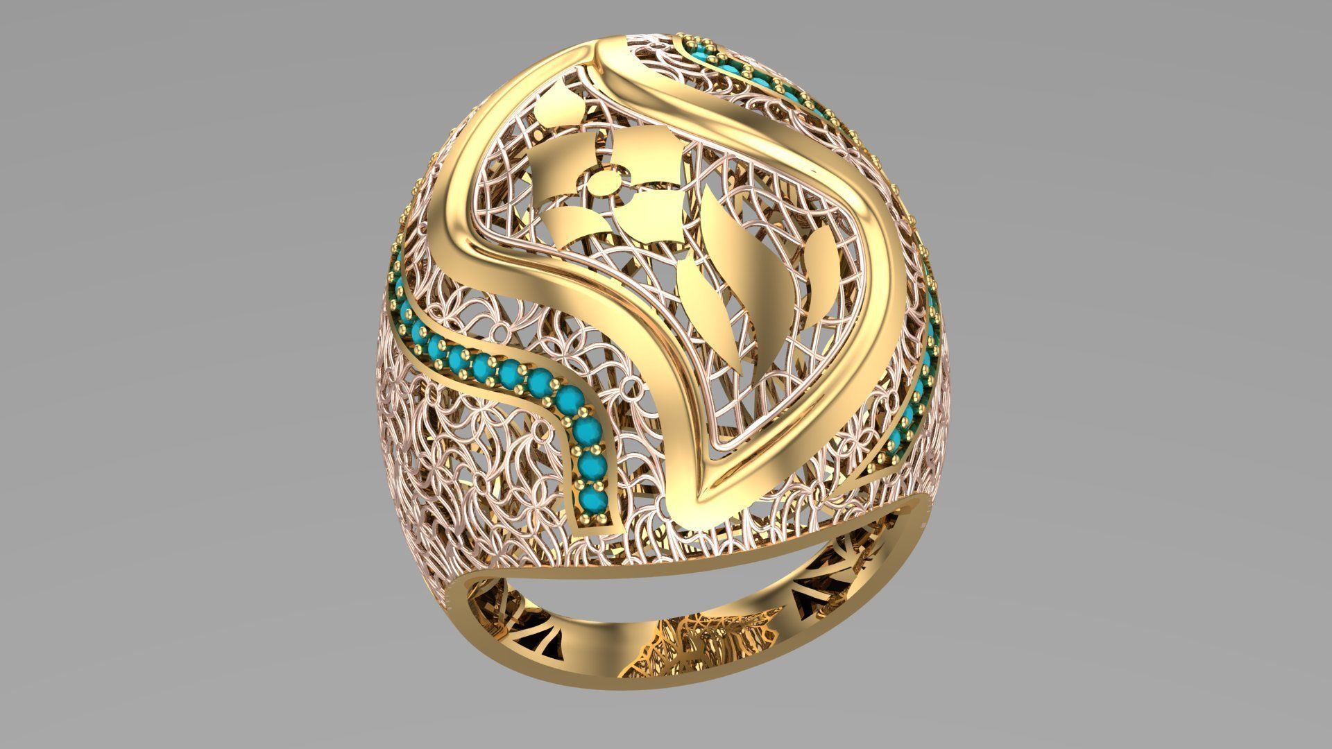 SINGLE ROW STONE RING COLLECTION -R08- 3D print model_7