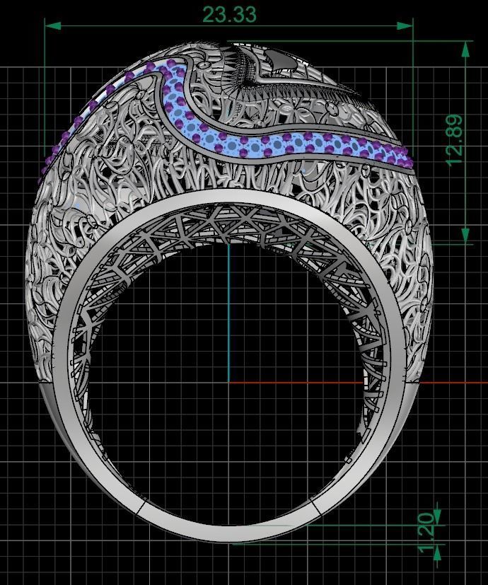 SINGLE ROW STONE RING COLLECTION -R08- 3D print model_10