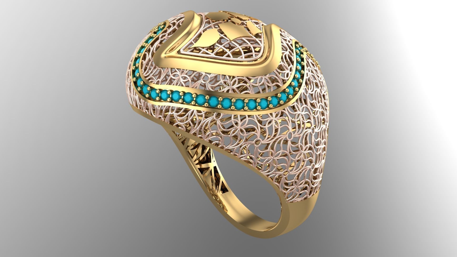SINGLE ROW STONE RING COLLECTION -R08- 3D print model_14