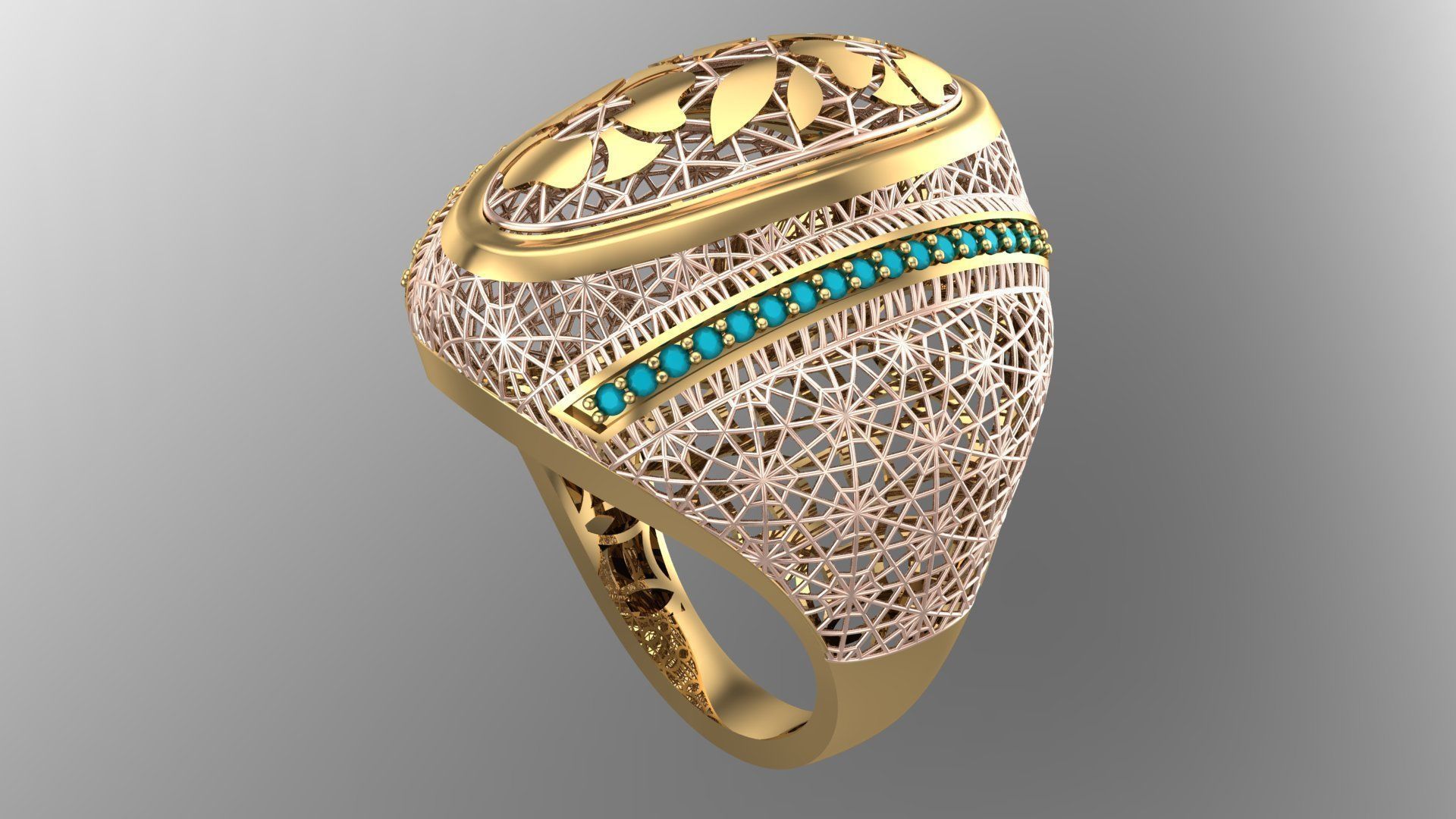SINGLE ROW STONE RING COLLECTION -R15- 3D print model_13