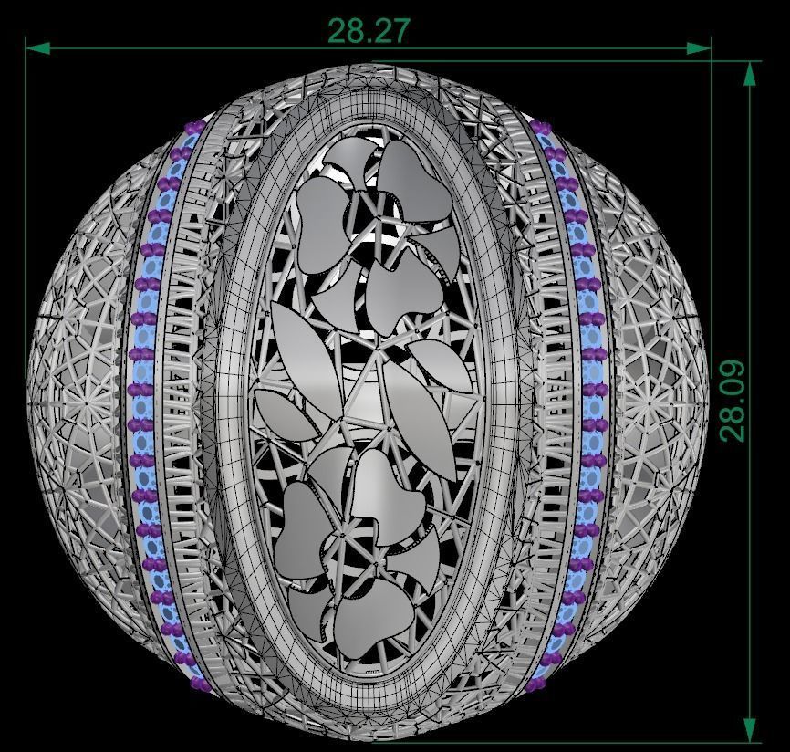 SINGLE ROW STONE RING COLLECTION -R15- 3D print model_10