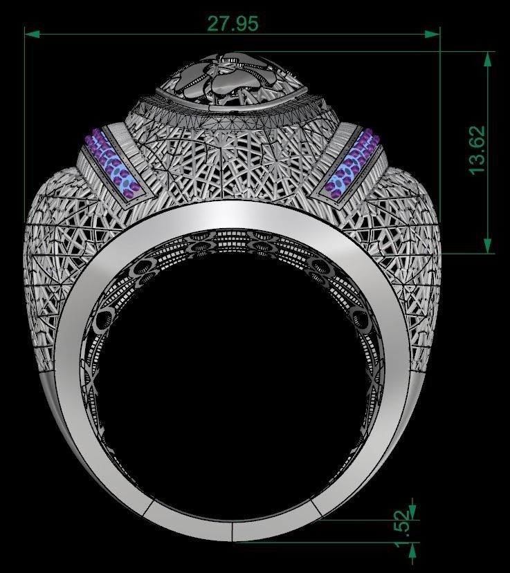 SINGLE ROW STONE RING COLLECTION -R15- 3D print model_8