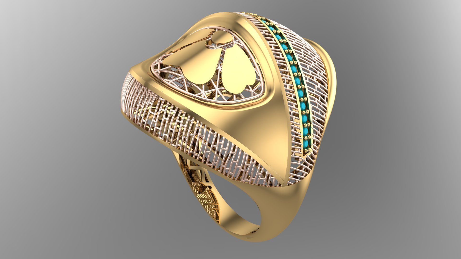 SINGLE ROW STONE RING COLLECTION -R16- 3D print model_2