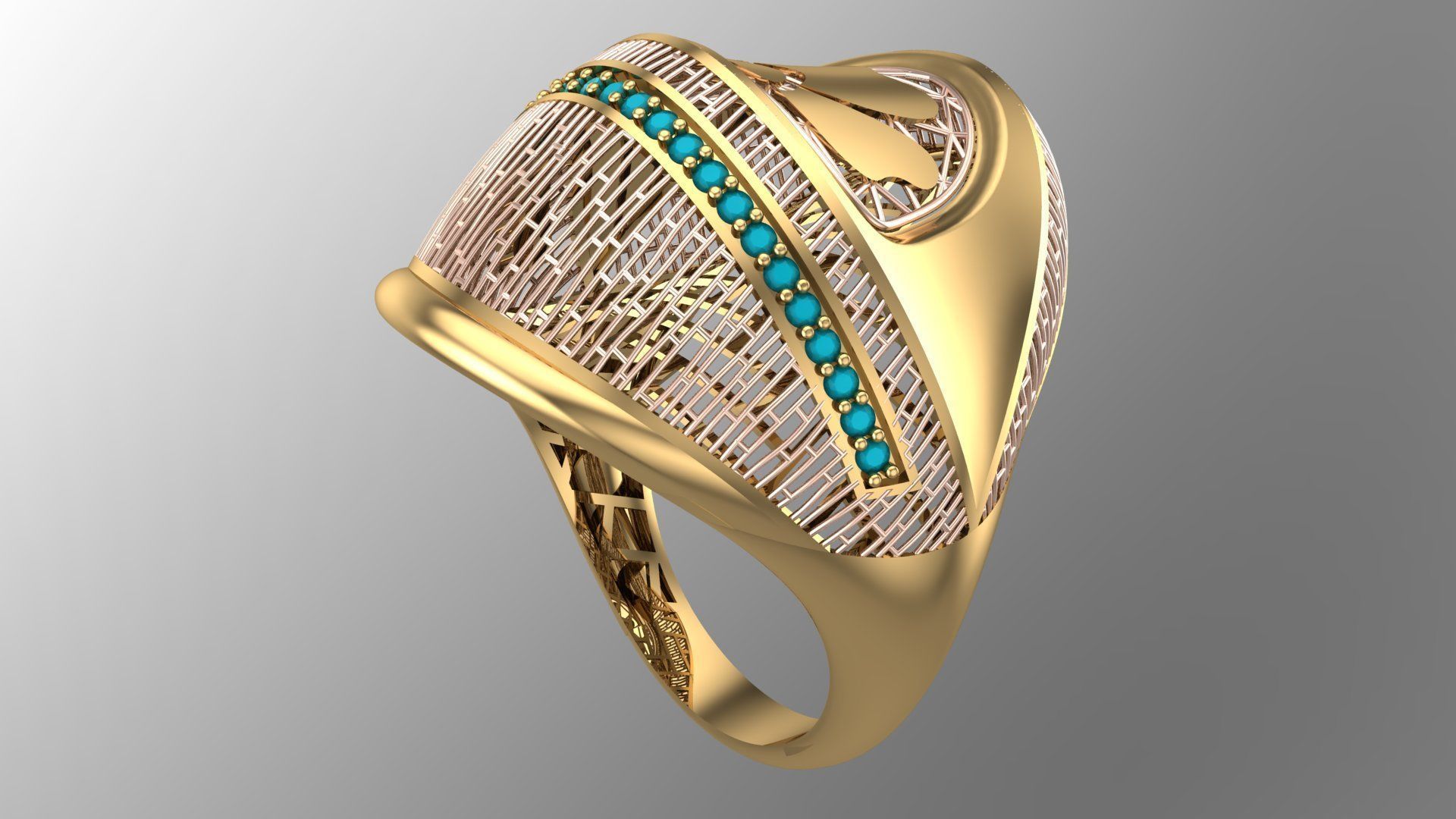 SINGLE ROW STONE RING COLLECTION -R16- 3D print model_13