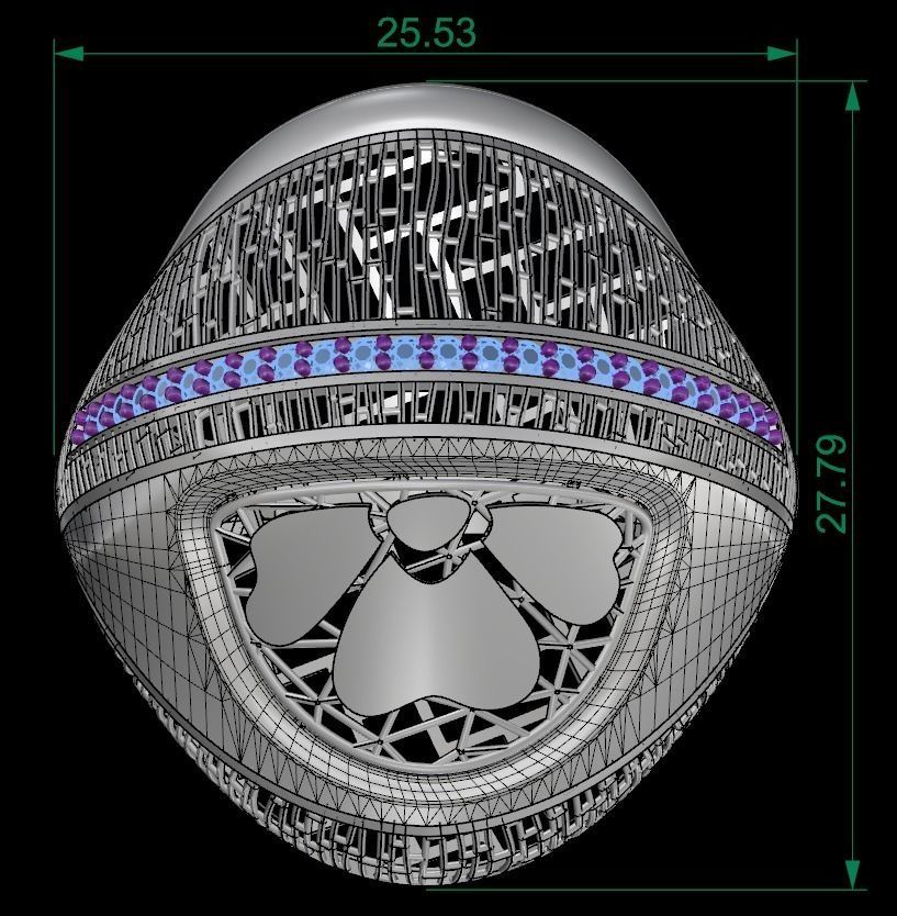 SINGLE ROW STONE RING COLLECTION -R16- 3D print model_10