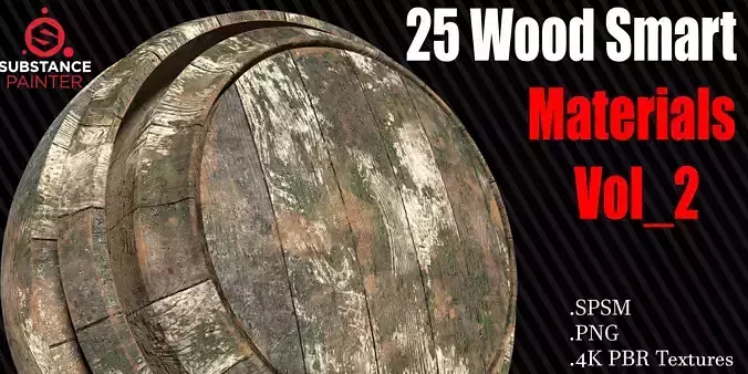 25 Wood Smart Materials  4K PBR Textures Vol 2 Texture