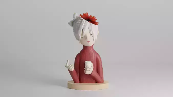 Coffee Lover with Flower Hair Accessory