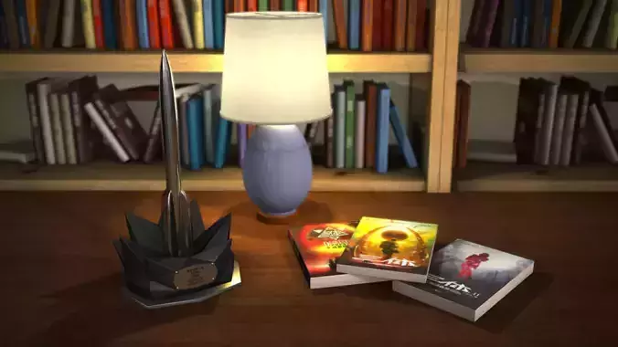 Three body three body trophy desk lamp of desk bookcase