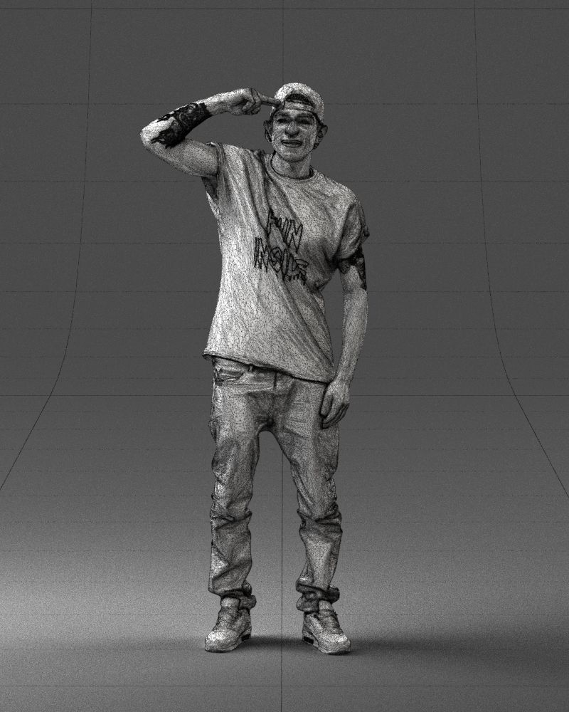 Man in a white t-shirt and cap 0216 3D Print Ready 3D print model_5