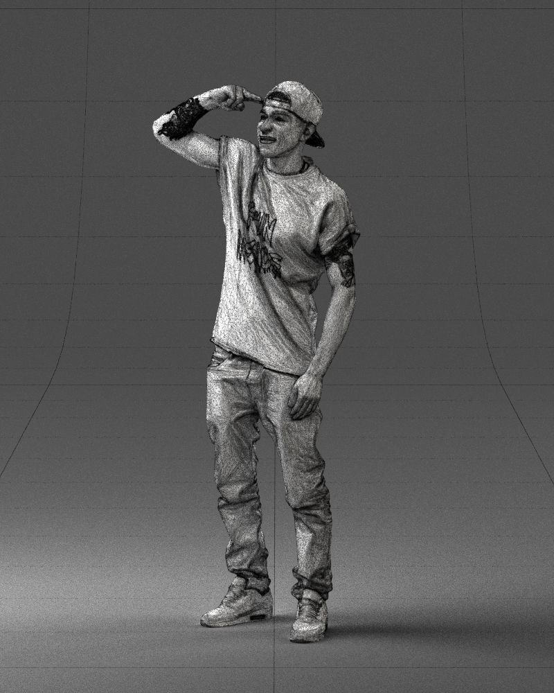 Man in a white t-shirt and cap 0216 3D Print Ready 3D print model_32