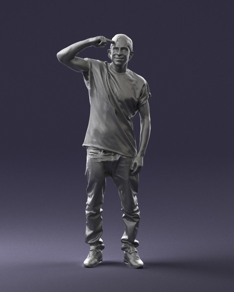 Man in a white t-shirt and cap 0216 3D Print Ready 3D print model_4